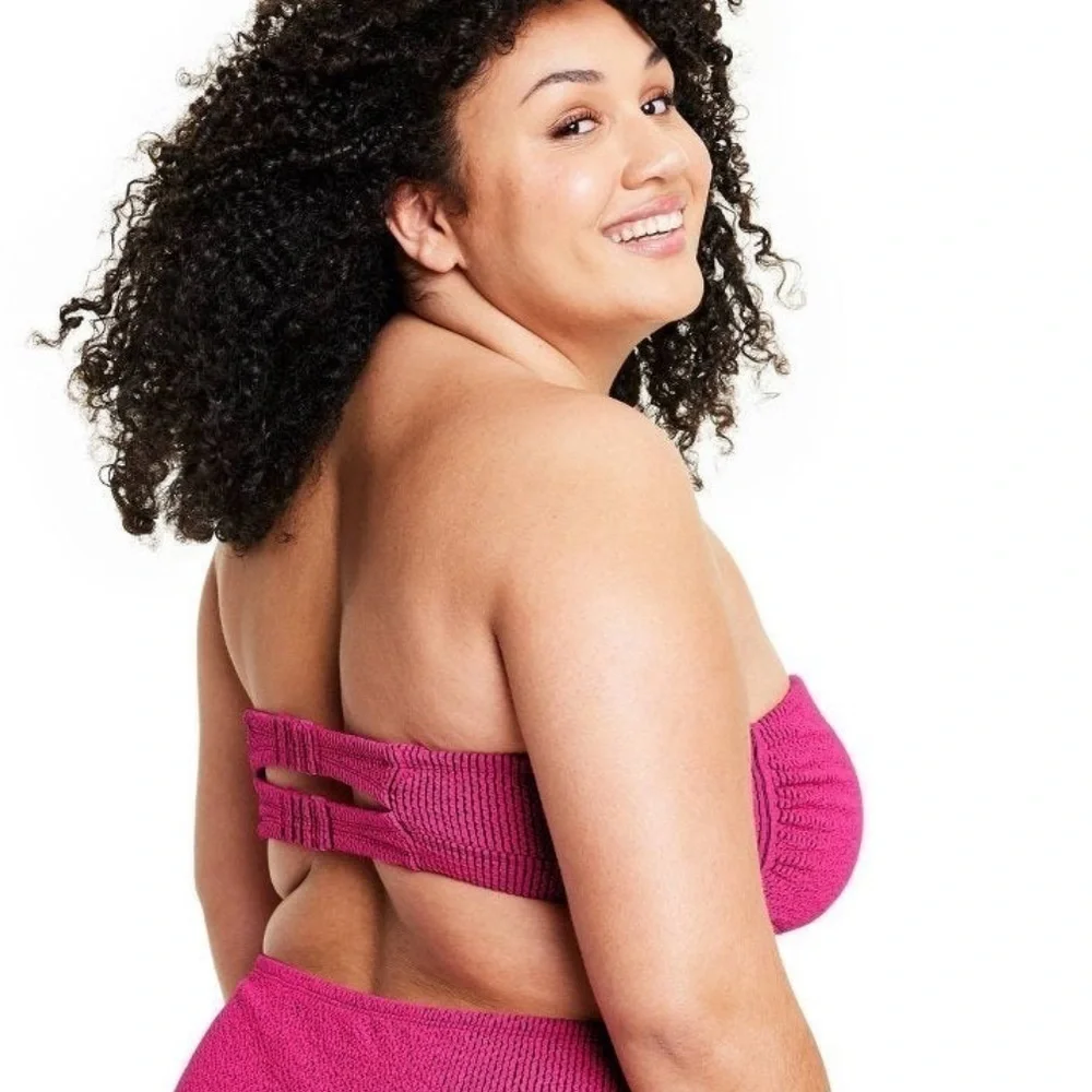 Tabitha Brown X Target Two-tone Pucker Bandeau Bikini Top 2X NWOT